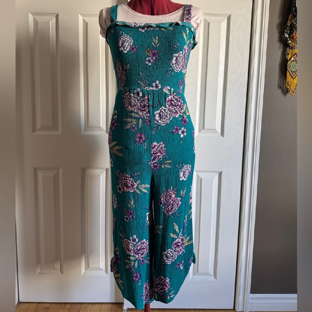 Comfortable Floral Teal Jumpsuit
